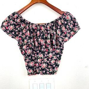 Vintage Y2K 90s Charlotte Russe Top Sz S Fairy Grunge Whimsigoth Dark Floral